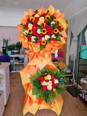 Lẵng hoa đẹp, lẵng hoa chúc mừng, lẵng hoa khai trương, kệ hoa khai trương của shop hoa tươi Tân An - Long An | Tây Ninh LCM 102