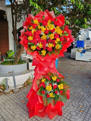 Lẵng hoa đẹp, lẵng hoa chúc mừng, lẵng hoa khai trương, kệ hoa khai trương của shop hoa tươi Tân An - Long An | Tây Ninh LCM 103
