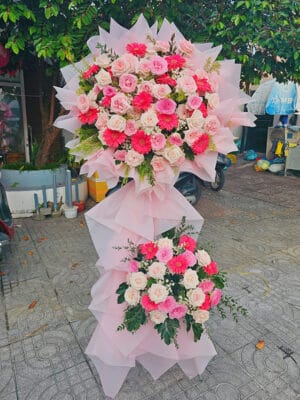 Lẵng hoa đẹp, lẵng hoa chúc mừng, lẵng hoa khai trương, kệ hoa khai trương của shop hoa tươi Tân An - Long An | Tây Ninh LCM 105
