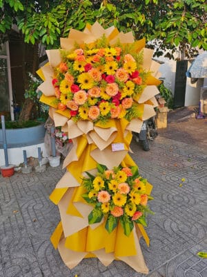 Lẵng hoa đẹp, lẵng hoa chúc mừng, lẵng hoa khai trương, kệ hoa khai trương của shop hoa tươi Tân An - Long An | Tây Ninh LCM 117
